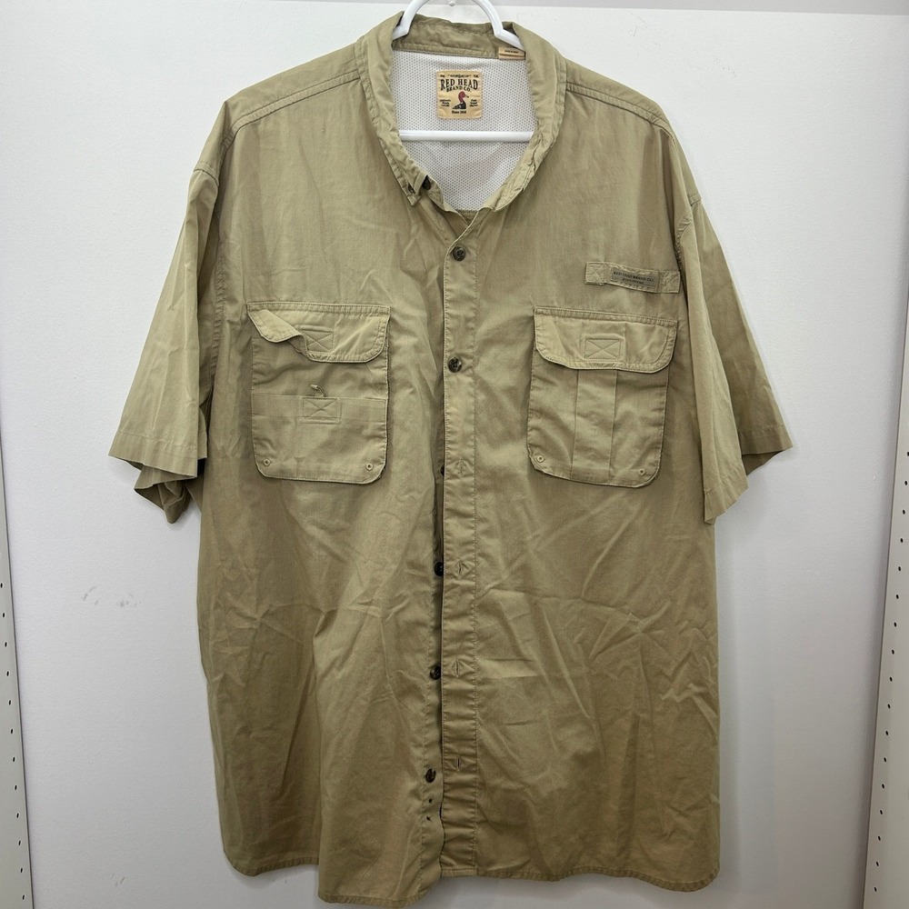 RedHead Fishing Vented Shirt Khaki 3XL Mesh Lined Utility Pockets Outdoor